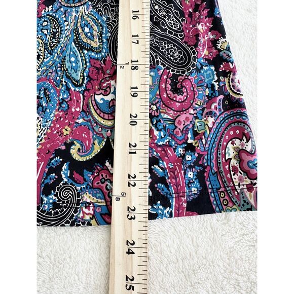 Jennie Marlis Shirt Size S Fuchsia Teal Paisley Cowl Neck Sleeveless Blouse - Picture 5 of 8